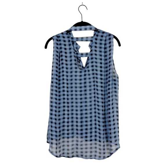 H.I.P. Happening in the Present Blue Checkered Open Back Sleeveless Top Size M - Picture 4 of 6